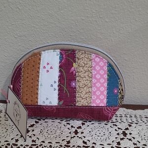 Handmade Avie's Place Quilted Patchwork Zippered Pouch Cosmetic Bag NWT